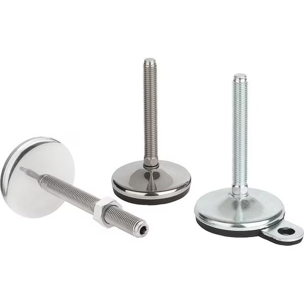 Levelling Foot, Form:A M10X100, D=50, Steel, Comp:Rubber, Kipp, Mfr#: K0739.1105010X100